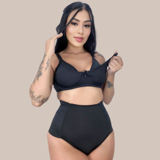 Kit Maternidade Sutiã Amamentação MICROFIBRA + CALCINHA Cinta Modeladora Pós Parto.