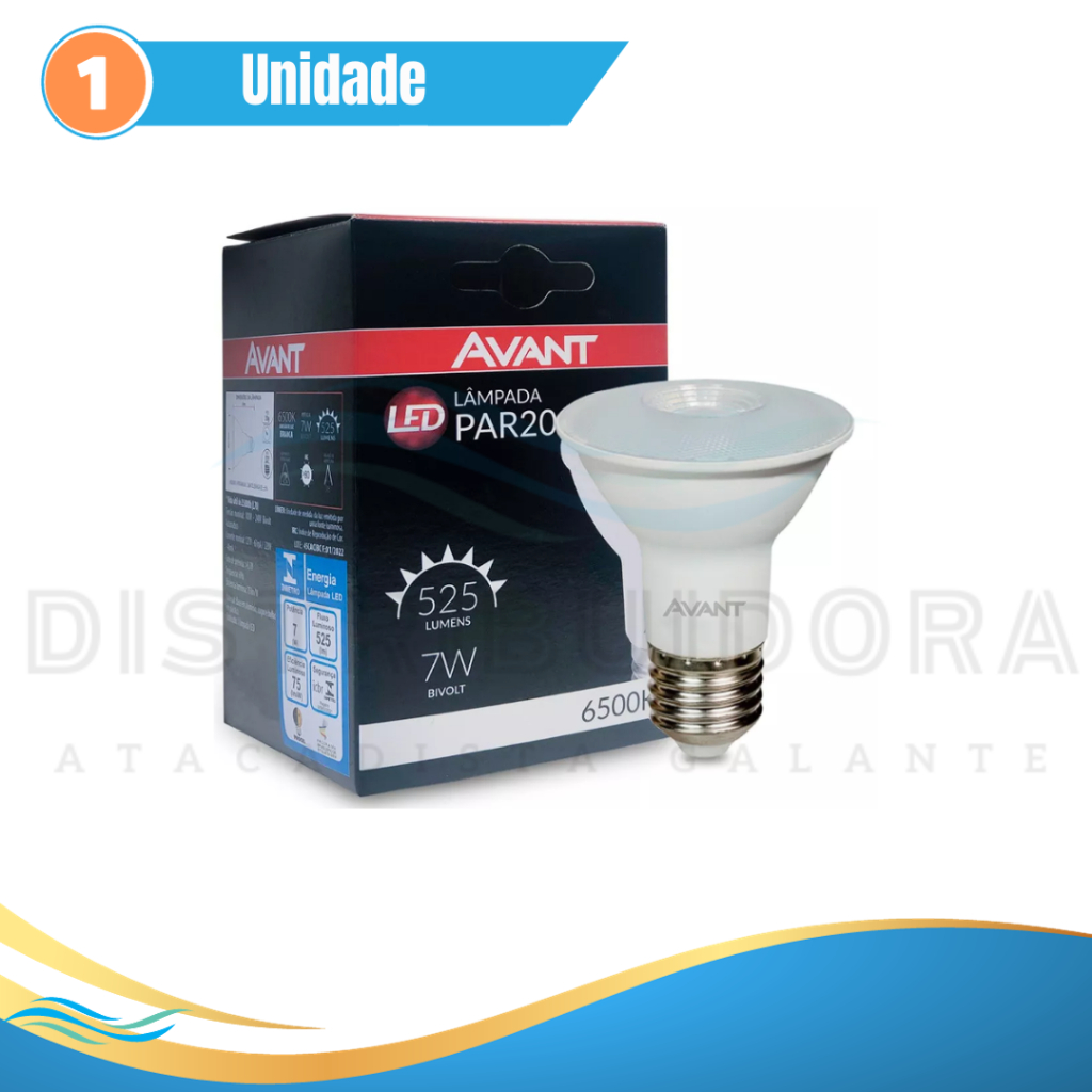 Lâmpada Led Par20 7w 2700k e 6500k Bivolt Avant Distribuidora Galante