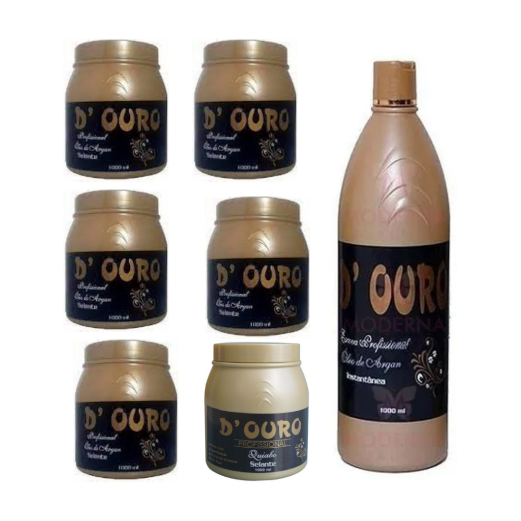 5 selantes óleo de argan + 1 selagem de quiabo + 1 escova progressiva argan Todos D ouro