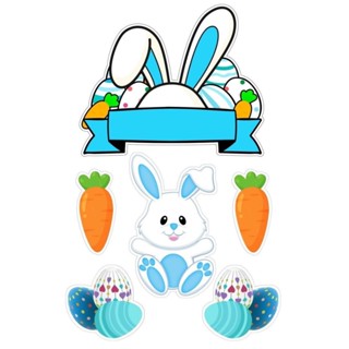 Topo Topper de Bolo Coelho Páscoa Azul Personalizado C/Nome e Idade em Oferta na Shopee