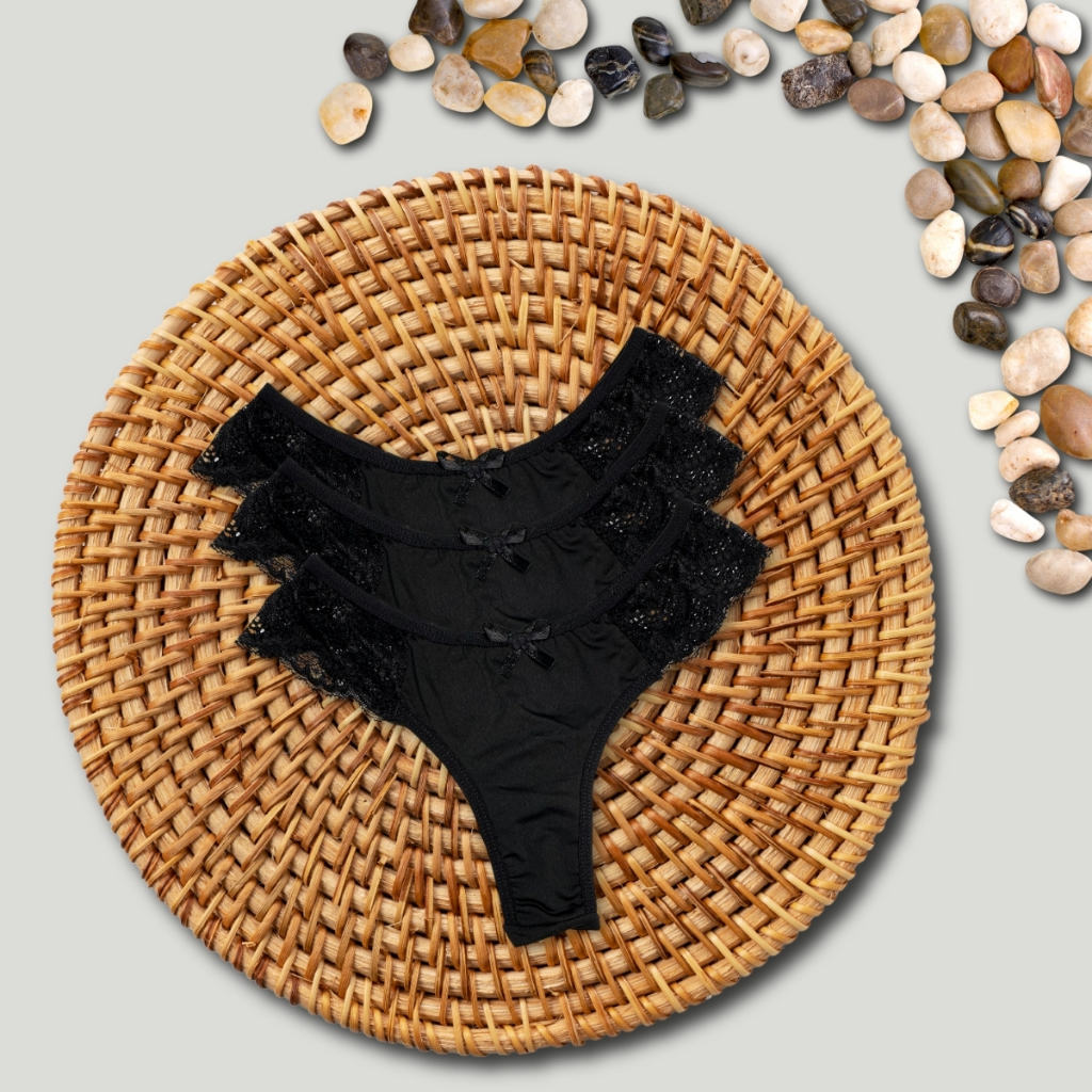 Kit 3 Calcinha Fio Dental Sexy de Renda Calcinhas Feminina Tanga Sensual