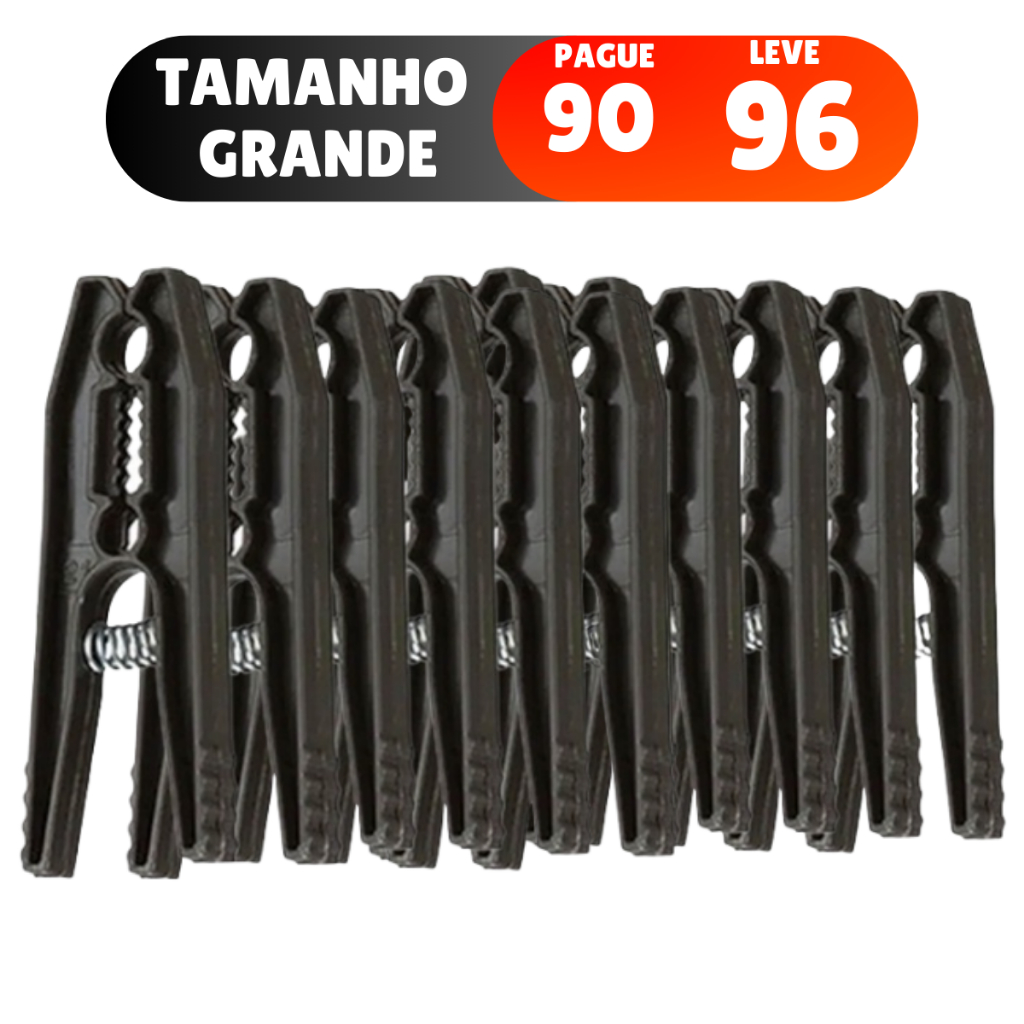 Kit 96 Prendedores De Roupa Grande Varal Pregador Roupa Reforçado Plástico Atacado em Oferta na Shopee