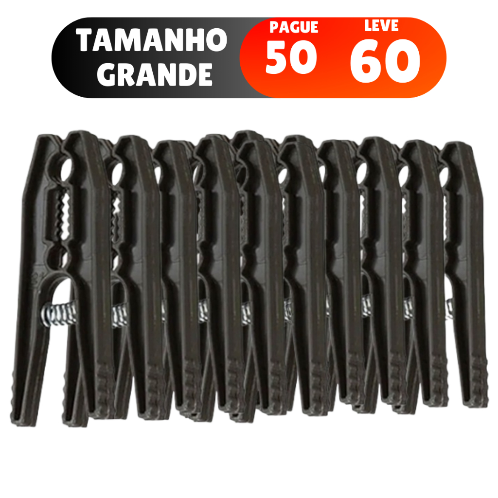 Kit 60 Prendedores De Roupas Grande Varal Pregador Roupa Reforçado Plástico Atacado