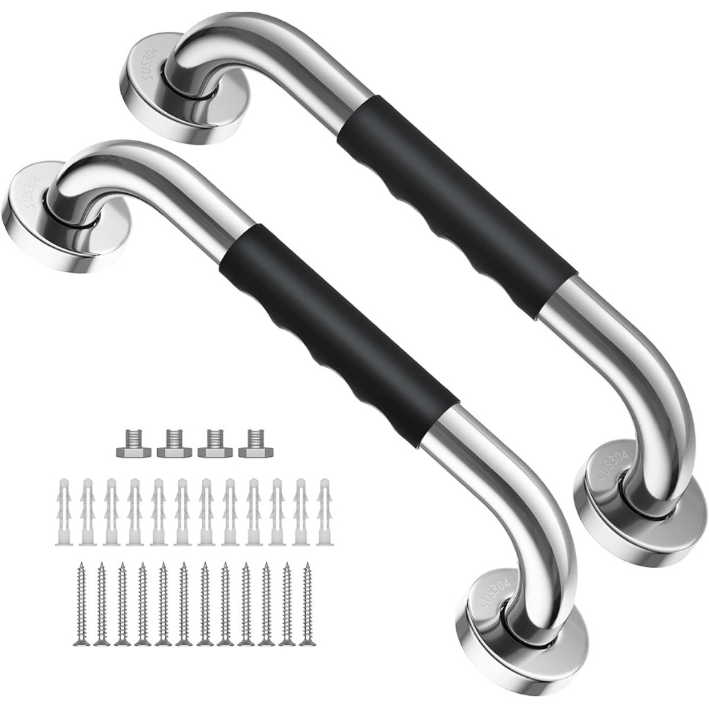 Kit 2 Barras de Apoio Inox 40cm para Banheiro - Corrimão de Segurança e Proteção para Idosos e Deficientes