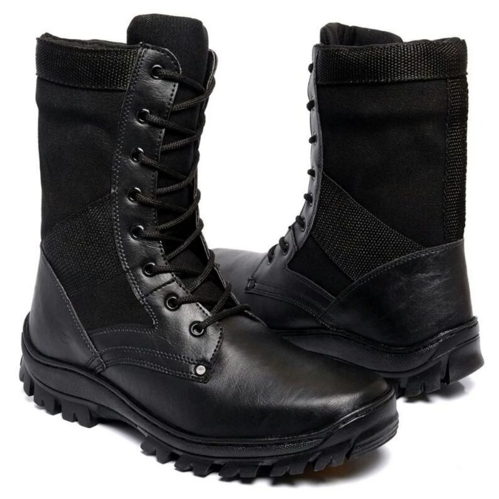 Bota Masculina Militar Motoqueiro De Couro Reforçado Costurado Impermeável + Palmilha em Oferta na Shopee