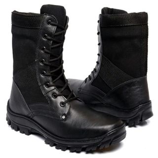 Bota Masculina Militar Motoqueiro De Couro Reforçado Costurado Impermeável + Palmilha em Oferta na Shopee