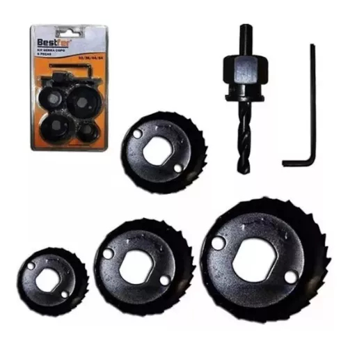 Jogo De Serra Copo Com 4 Serras + Broca + Chave Allen 6 Peça