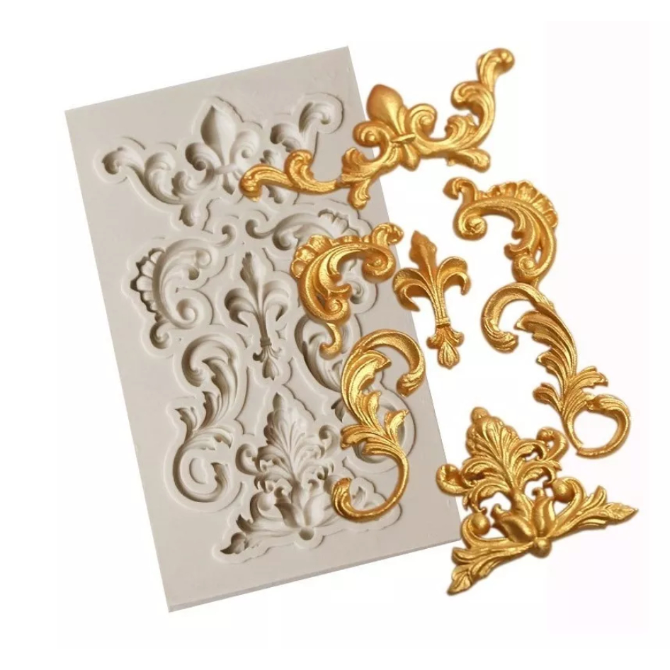 kit 2 Molde Forma De Silicone 7 Arabesco Confeitaria E Biscuit em Oferta na Shopee