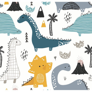 Papel de Parede Dinossauro Auto Colante Adesivo Infantil- Rolo 5 metros x 45cm