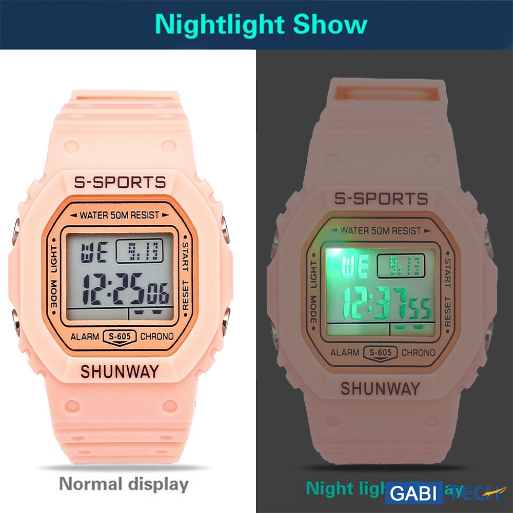 Relogio Feminino Digital A Prova D 'Água De Pulso Lindos Relógio Unissex Esportivo Original Led Rosa — imagem 2 de 2