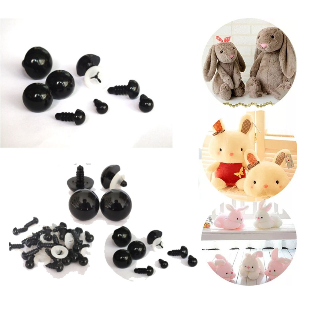 Kit 100 Olhos Pretos Amigurumi (50 Pares) Com Travas