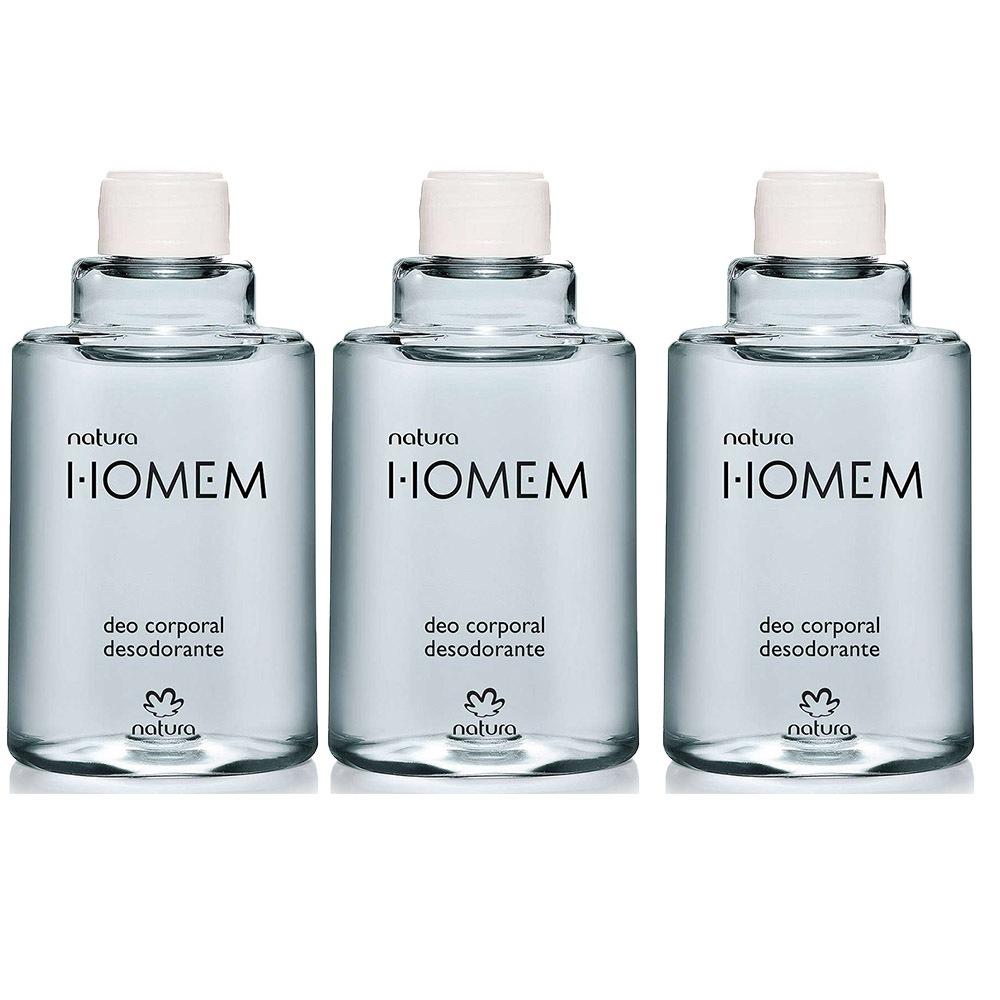 Refil Deo Desodorante Corporal Masculino Homem Clássico Tradicional Natura 100ml Kit com 3 Unidades