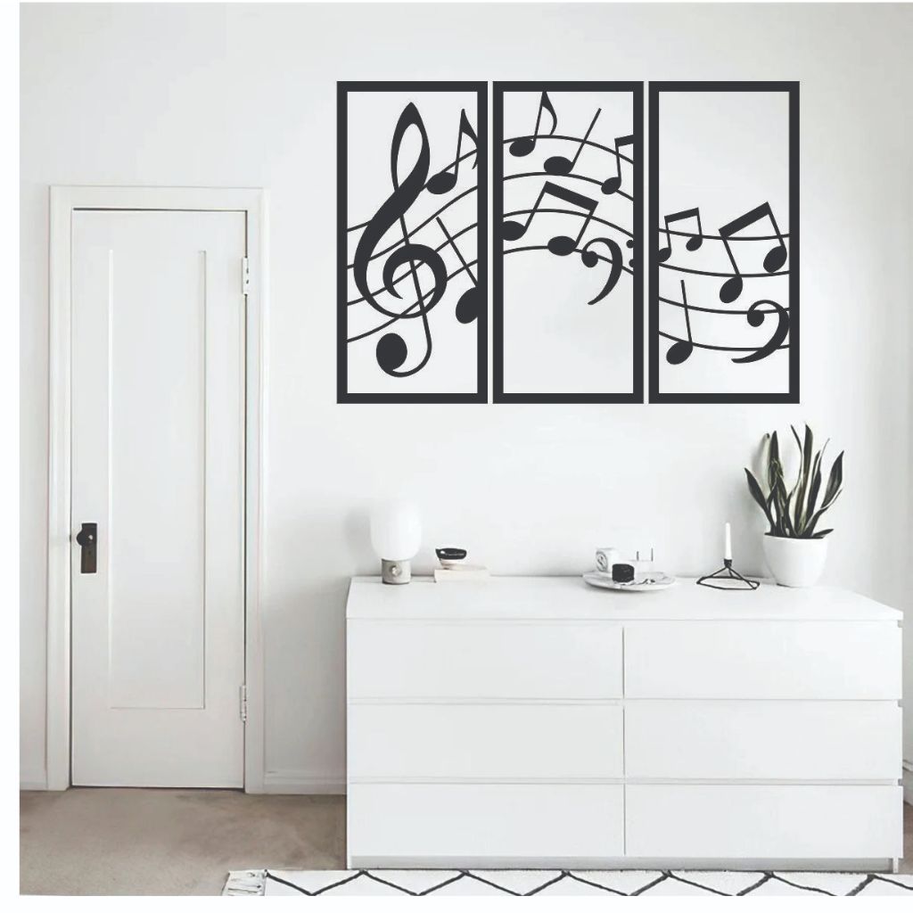 Quadro Notas Musicais Mdf Vazado Parede Musico Sol Parede Decoração em Oferta na Shopee