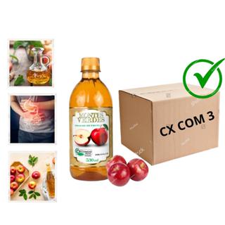 3x Vinagre De Fruta - Maçã Orgânico 5% de Acidez - Montes Verdes 530ml