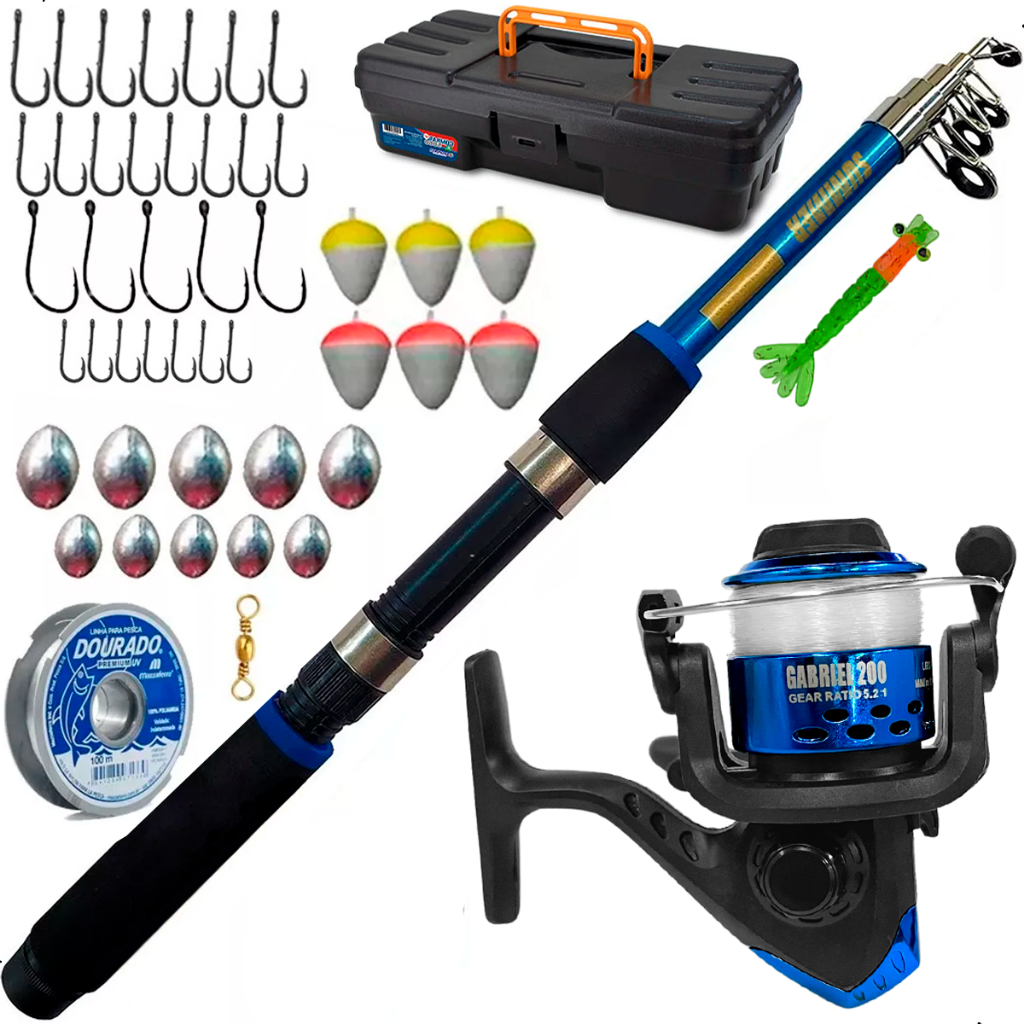 Kit De Pesca Completo 1 Vara 1,70m + 1 Molinete + Itens em Oferta na Shopee