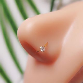 Piercing Argola Ladrilho Com Stras Para Nariz Cor Prata -Dourado-1 UNIDADE