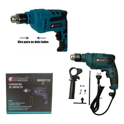 Furadeira Parafusadeira Impacto 850w Mandril 13mm Profissional Elétrica AutoReverso  ENVIO IMEDIATO