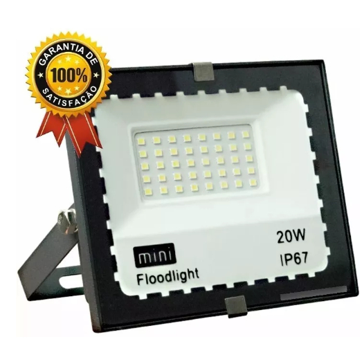 Mini Refletor Holofote Microled Branco Frio 20w Ip67