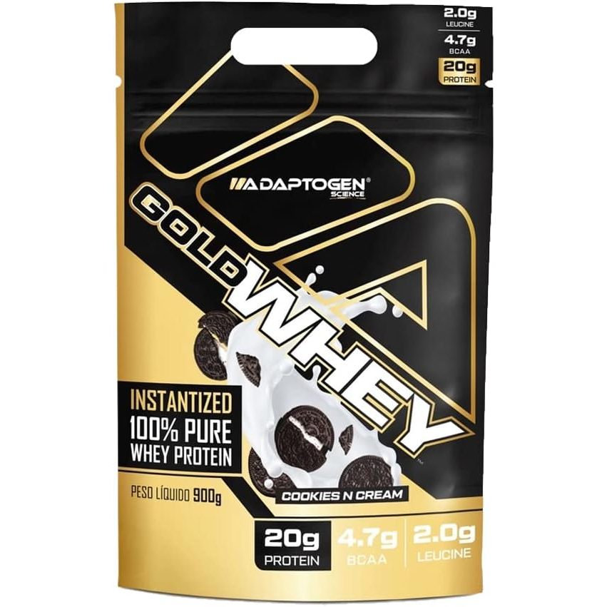 Kit 3 x Kit 3x Gold Whey Concentrado Refil 900g Sabor Cookies & Cream - Adaptogen