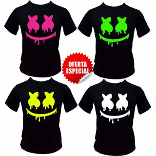 Camiseta Dj Marshmello 100% Algodão neon para luz negra ( Verde, Amarelo, Pink ) em Oferta na Shopee
