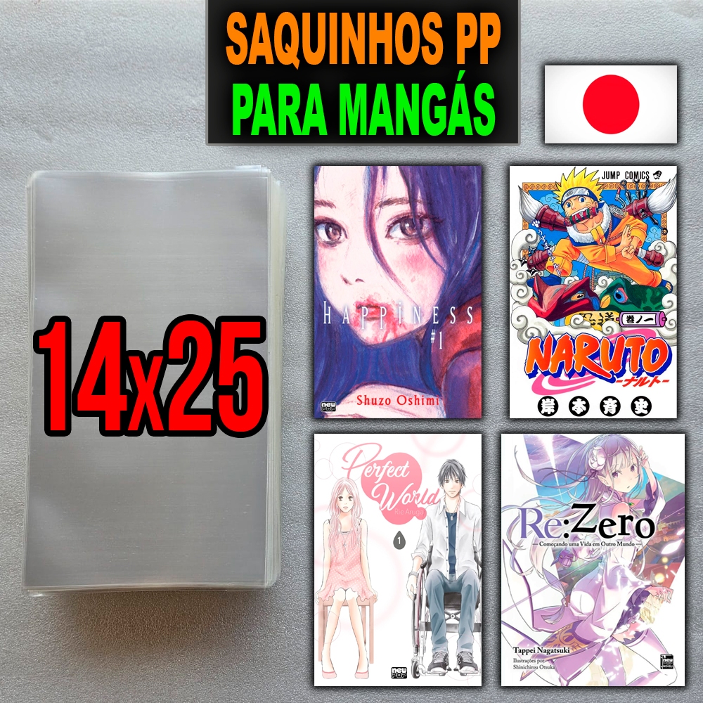 Saquinhos para Mangás e HQs 14x25 - Saquinhos PP Polipropileno Mangá e HQ - 25, 50 e 100 unidades em Oferta na Shopee