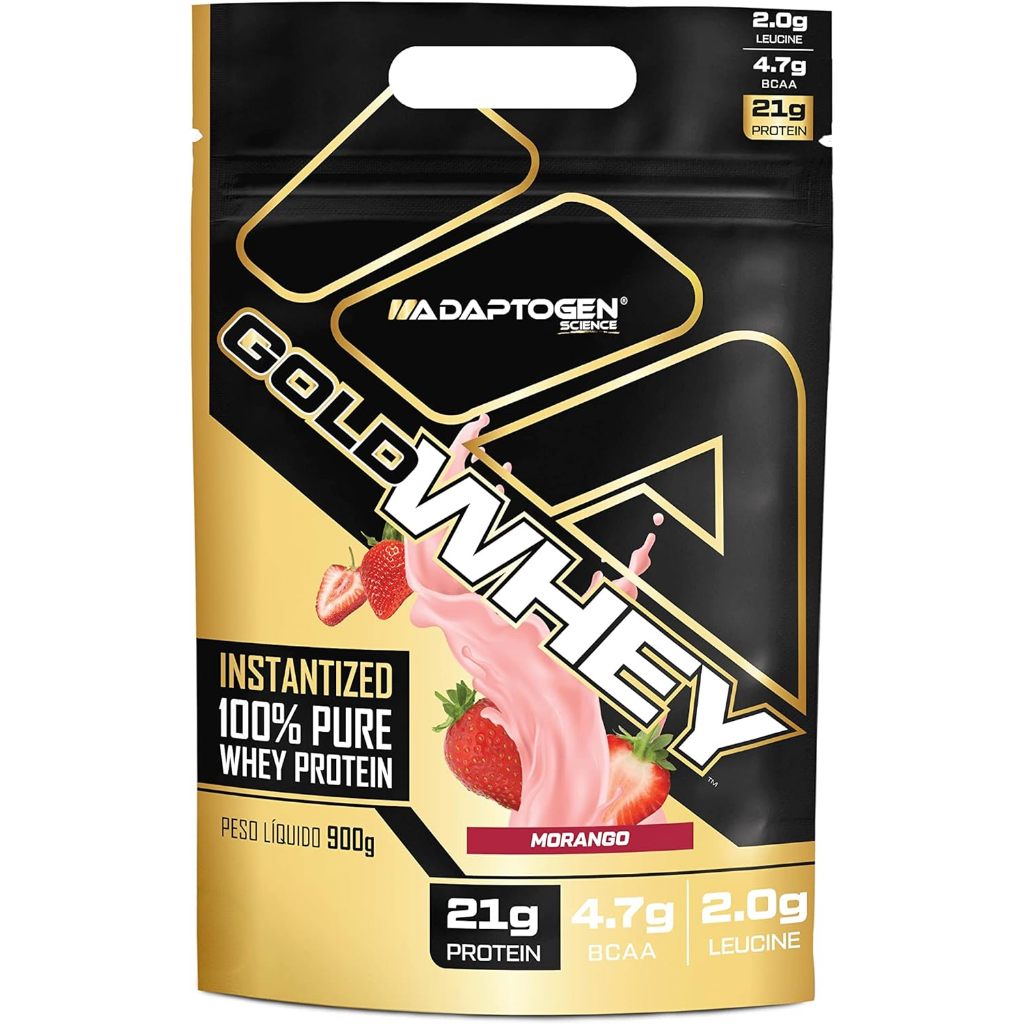 Kit 2x Gold Whey Concentrado Refil 900g - Sabor Morango - Adaptogen