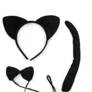 Kit Tiara Gatinho Com Gravata Borboleta E Rabinho