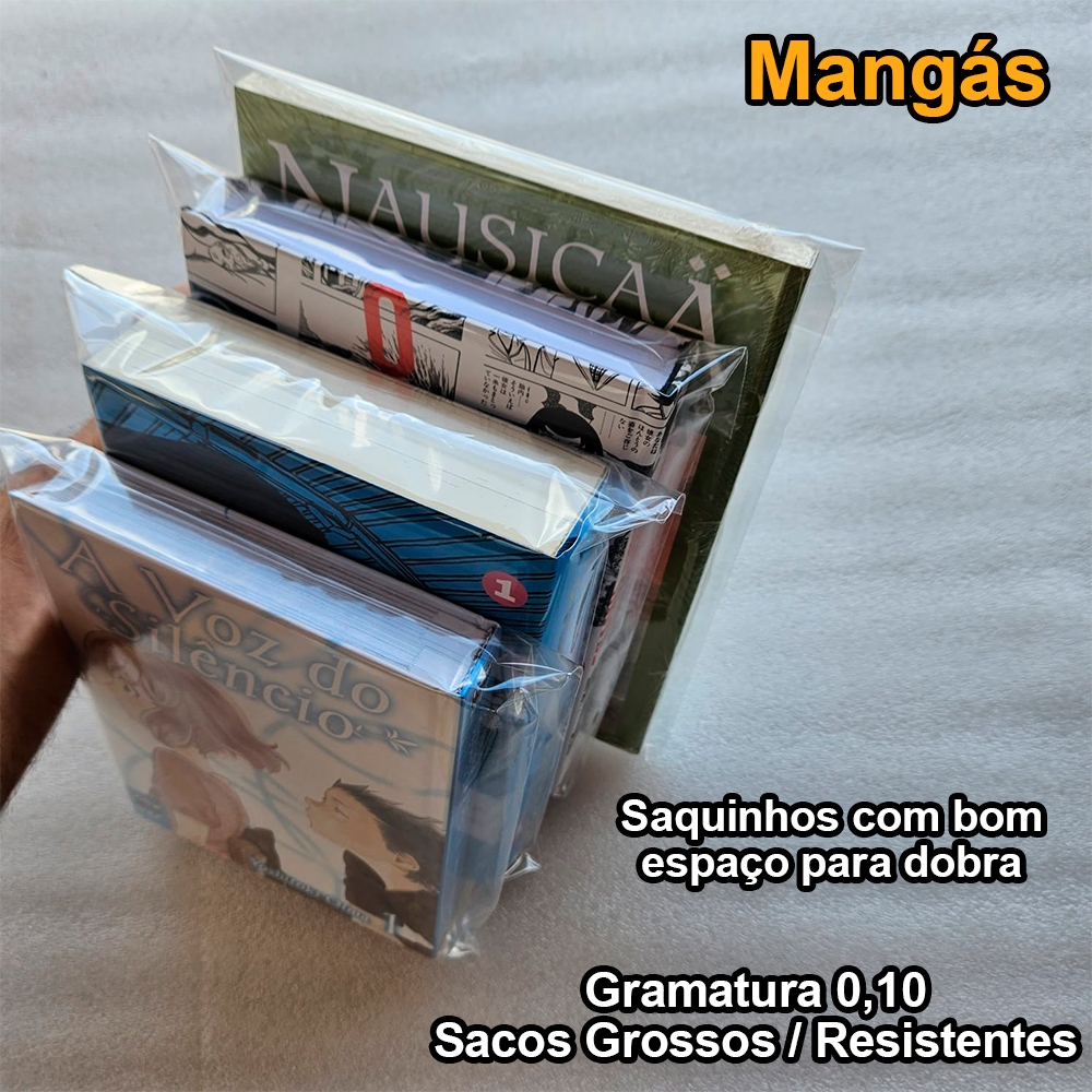 Saquinhos para Mangás e HQs 20x35 - Saquinhos PP Polipropileno Mangá e HQ - 25, 50 e 100 unidades