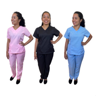 Conjunto Pijama Cirúrgico em Oxford Feminino Acinturado Scrub Privativo Sem Bordado