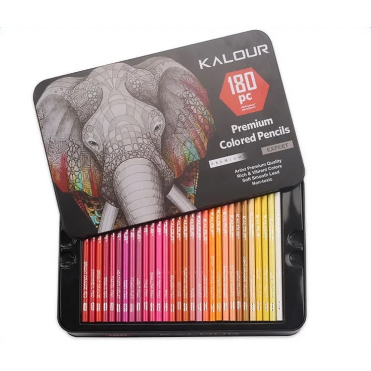 Lápis Lata Kalour Premium 180 Cores Lápis Estojo Desenho Em Metal