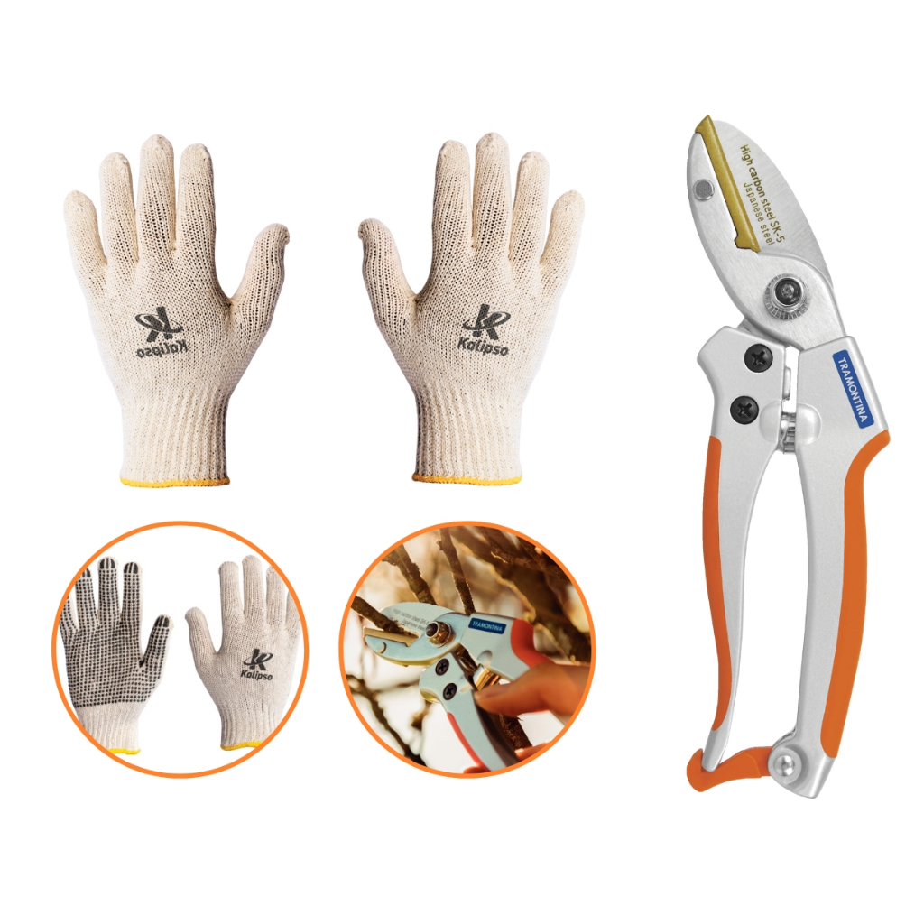 Tesoura De Poda Profissional Tipo Anvil Tramontina + Luva Pigmentada
