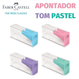 Apontador Faber Castell Tom Pastel Corpo Transparente - Lilás, Rosa, Verde, Azul