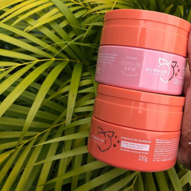 Máscara e esfoliante de pêssego bumbum Cuide-se Bem 230g