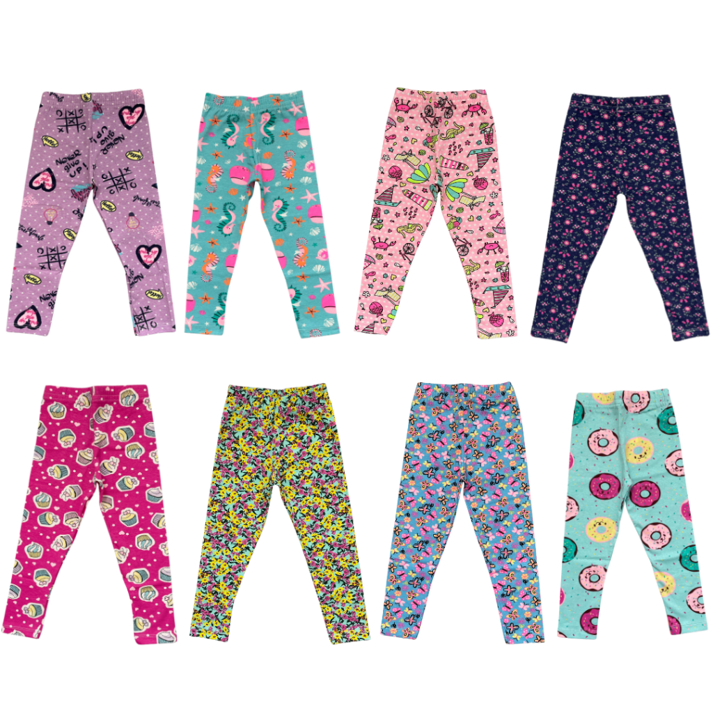 Kit 5 Calças Legging Infantil Juvenil em Algodão Calça de Menina Tamanho 1 ao 16