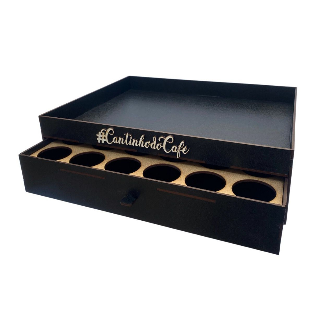 Bandeja Porta Capsulas C/ Gaveta Dolce Gusto Organizadora Cafeteira MDF Café Chá Xícara