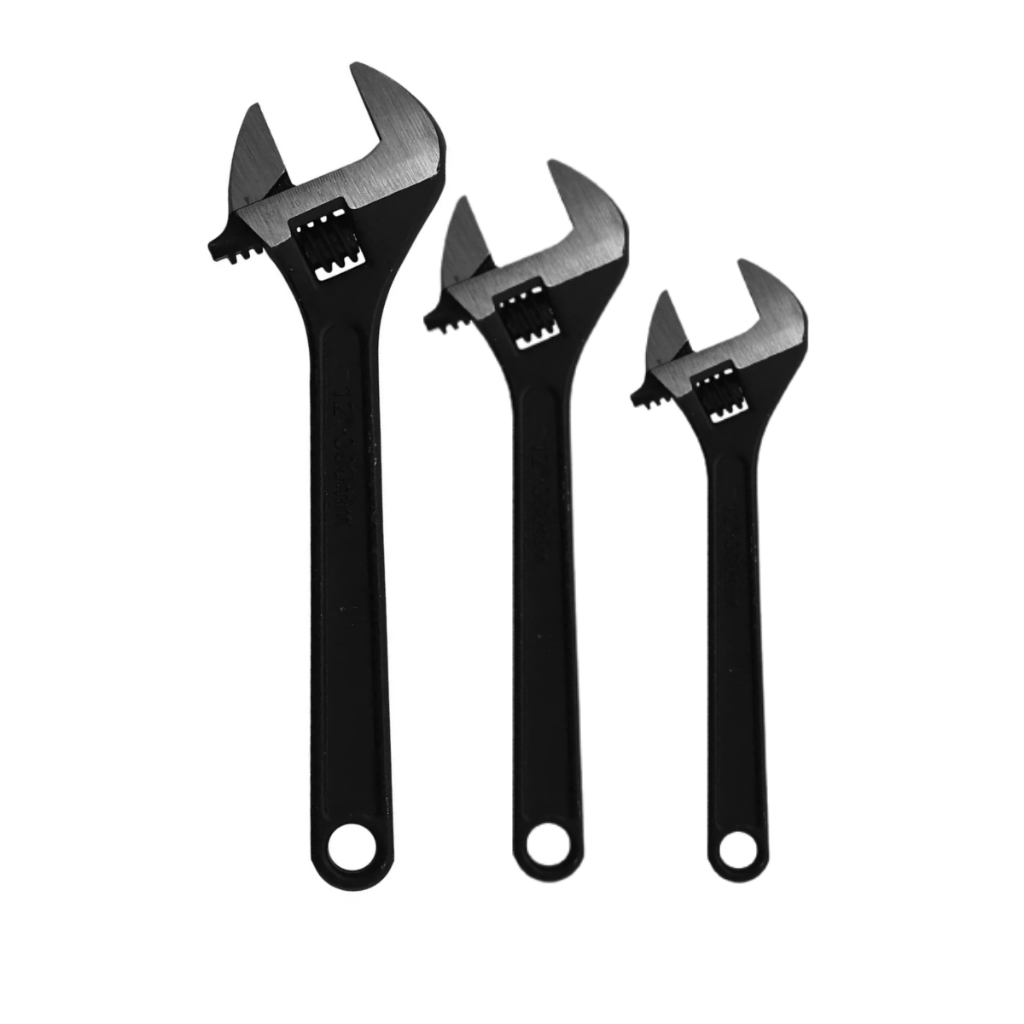 Kit 3 Chaves Inglesas Ajustável Preta 8, 10 E 12 Polegadas - Uso Profissional AÇO CARBONO HEAVY DUTY