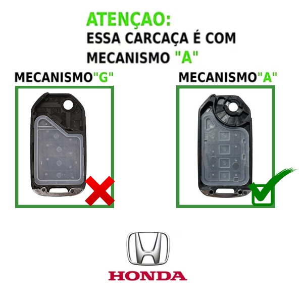 Capa Carcaça Chave Canivete Honda New Civic City New Fit CRV e HRV - 2 Botões Modelo A Lâmina Pantográfica