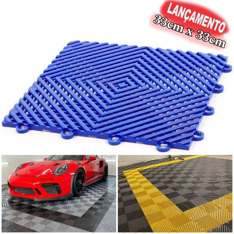 kit 20 Estrado plástico modular 33x33cm antiderrapante garagem automotiva detailer piso banheiro vestiário
