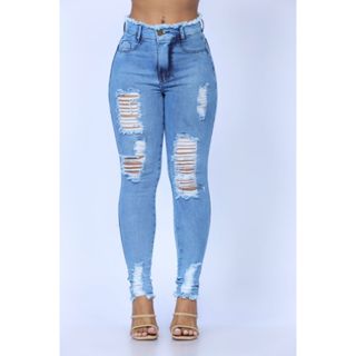 Calça Jeans Feminina Skinny Cós Alto Levanta Bumbum.