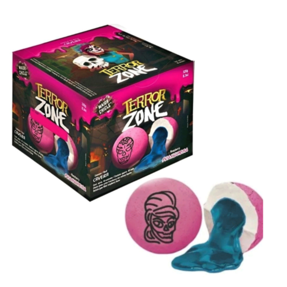 Chiclete Terror Zone Caveira Framboesa | Halloween | 230g | Sukest