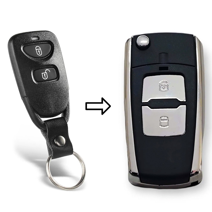 Carcaça Chave Canivete Adaptação Hyundai Tucson 2 Botões Cromada Com Lâmina Pantográfica em Oferta na Shopee