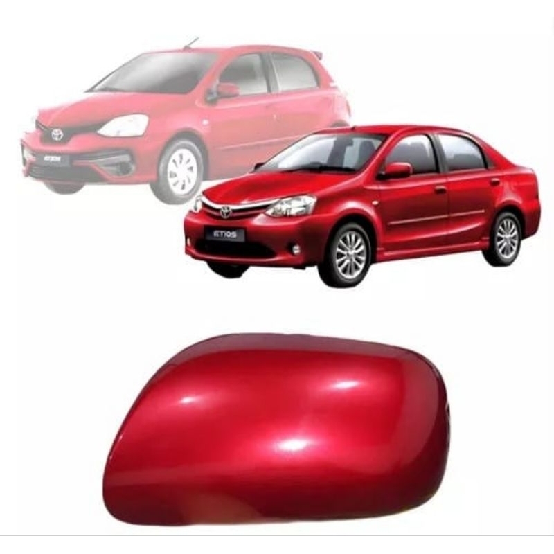 Capa Retrovisor Toyota Etios sem Pisca Lado Motorista Original Vermelho Furia