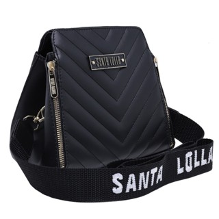 Bolsa feminina santalolla 3 ziper com alça transversal.