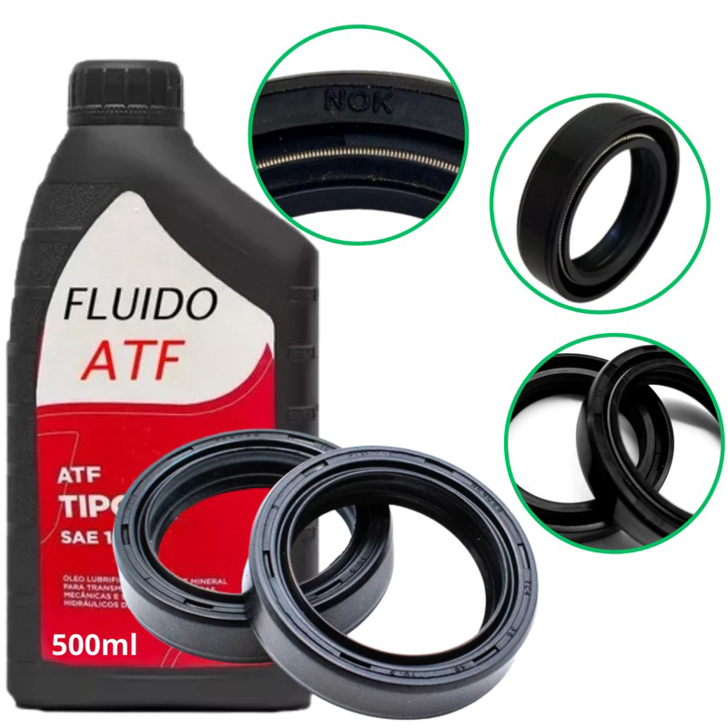 Retentor Bengala Suspensão Garfo Modelo Original (Par) + Óleo Hidráulico Atf 500ml Titan Fan Biz 100 125 (1988 até 2014)