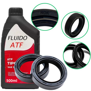 Retentor Bengala Suspensão Garfo Modelo Original (Par) + Óleo Hidráulico Atf 500ml Titan Fan Biz 100 125 (1988 até 2014)