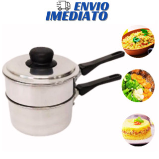 PANELINHA 2 EM 1 CUSCUZEIRA E LEGUMEIRA A VAPOR PEQUENA FAZ CUSCUZ E LEGUMES DELICIOSOS CUZCUZEIRA FEITA EM ALUMÍNIO POLIDO REFORÇADO.