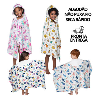 Toalha Capuz Banho Infantil Algodão Felpuda Menino Menina Não Puxa Fio Seca Rápido