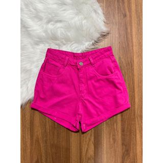 Short Jeans mon colorido cintura alta liso sem Lycra Feminino