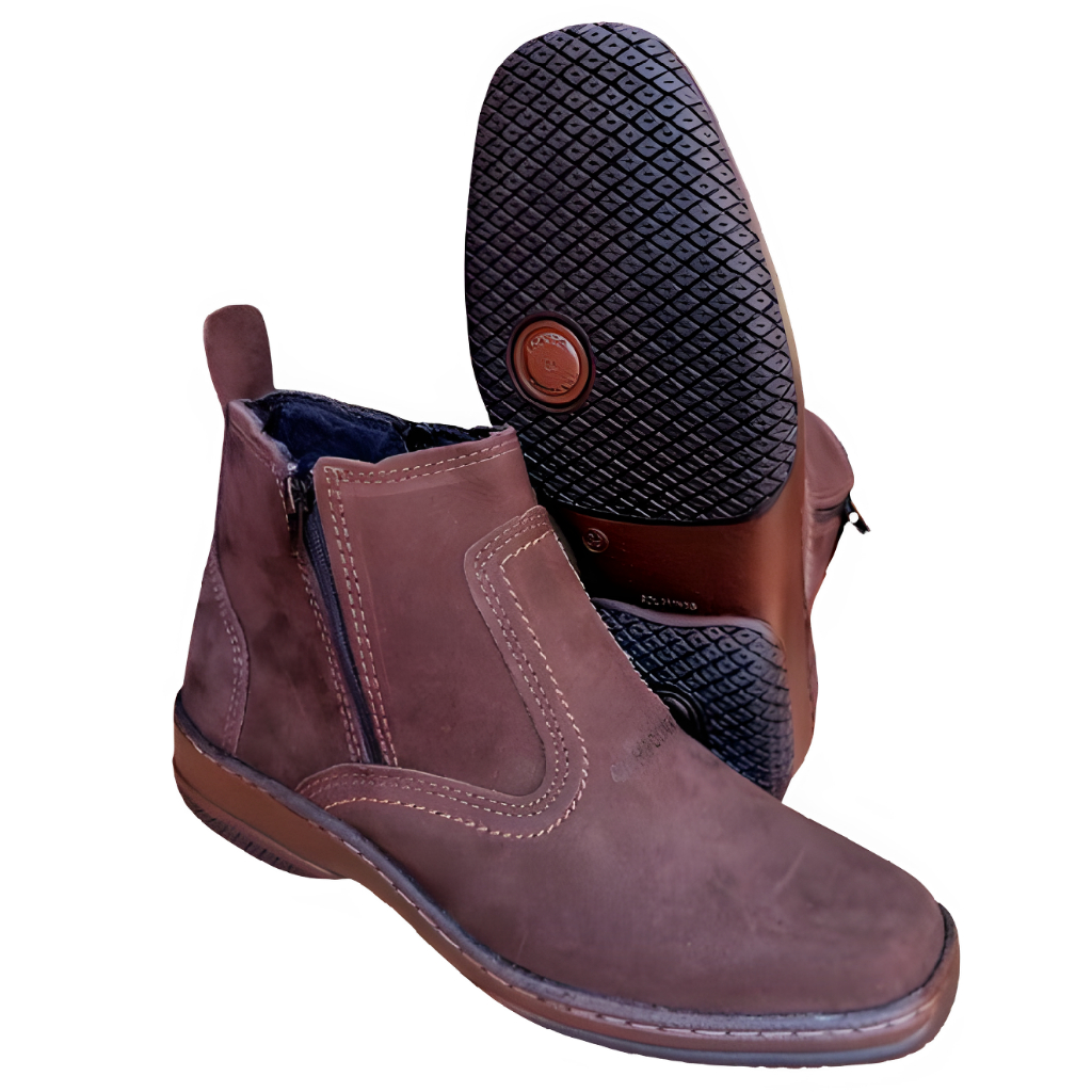 Bota Masculina Botina Country Casual Couro Legitimo Ziper Estilo Agro Agropecuaria Pecuarista 2220