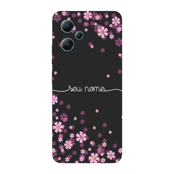 Capinha para Xiaomi RedMi Note 12 Pro 5G / Note 12 Pro Plus 5G Anti Impacto Personalizada - Flores Lilás com nome